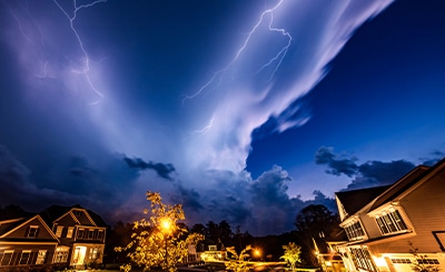 Lightning Over Residential Homes